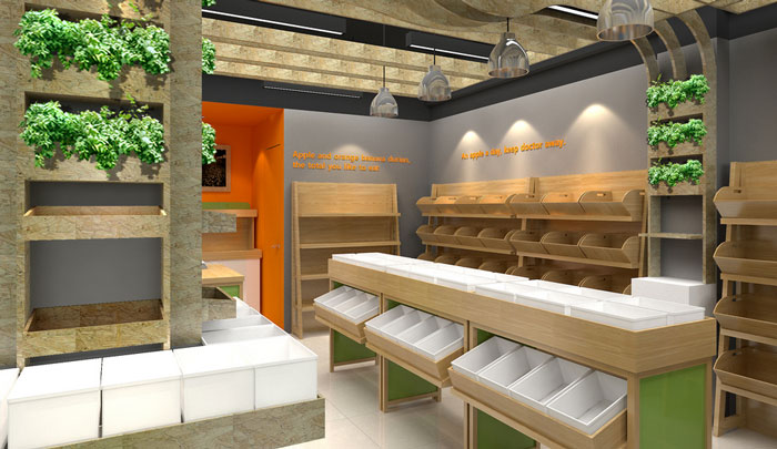 200平方米水果店貨架區域裝修設計案例效果圖