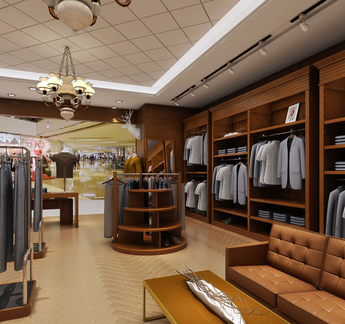 歐式男裝專賣店整體區域裝修設計案例效果圖