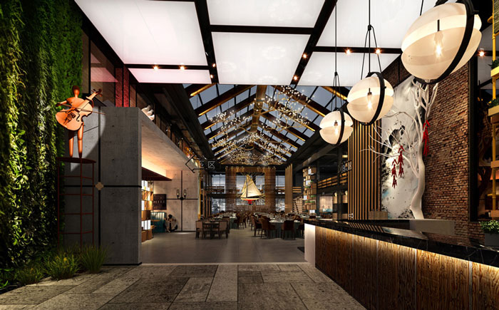 自然、素樸的餐廳裝修設(shè)計方案