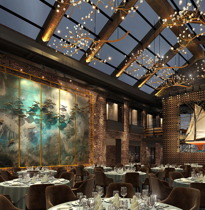 自然、素樸的餐廳就餐區域裝修設計方案效果圖