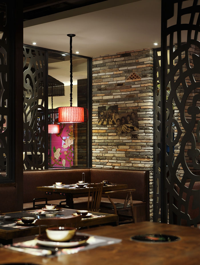 沉穩、古樸、自然、寧靜的火鍋店休息區域方案設計效果圖