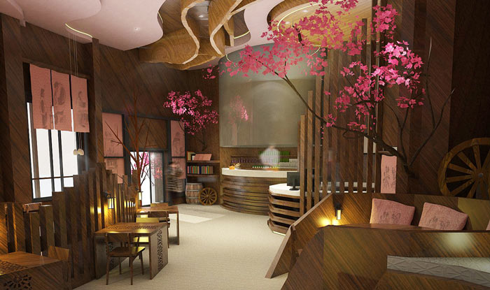 特色風(fēng)味餐廳進(jìn)門(mén)區(qū)裝修設(shè)計(jì)效果圖