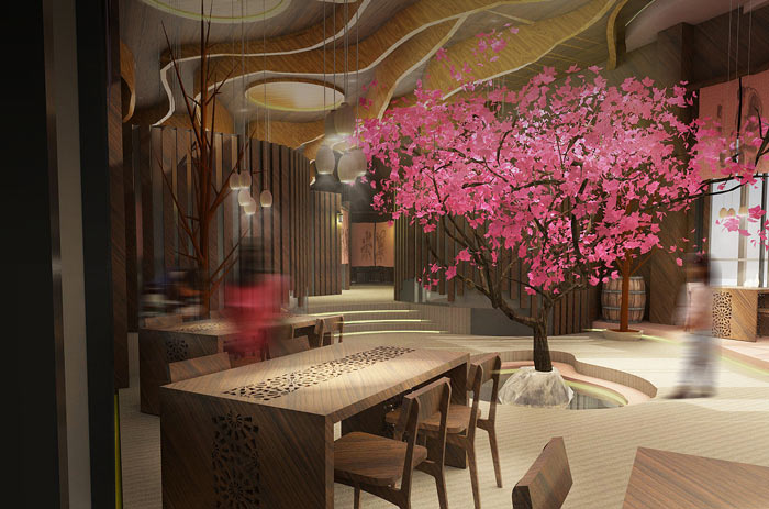 特色風(fēng)味餐廳桃樹(shù)裝修設(shè)計(jì)效果圖