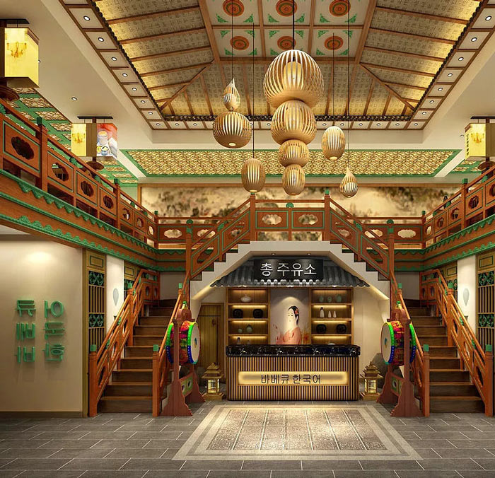 韓式特色餐廳進(jìn)門區(qū)裝修設(shè)計效果圖