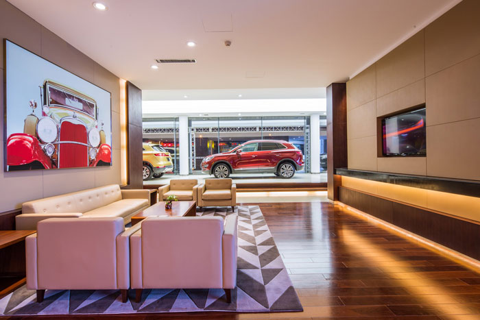 汽車(chē)貿(mào)易公司辦公室洽談區(qū)裝修設(shè)計(jì)效果圖