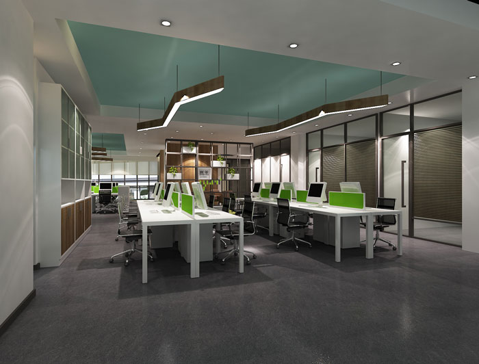 杭州科技公司辦公樓辦公區(qū)裝修設計效果圖